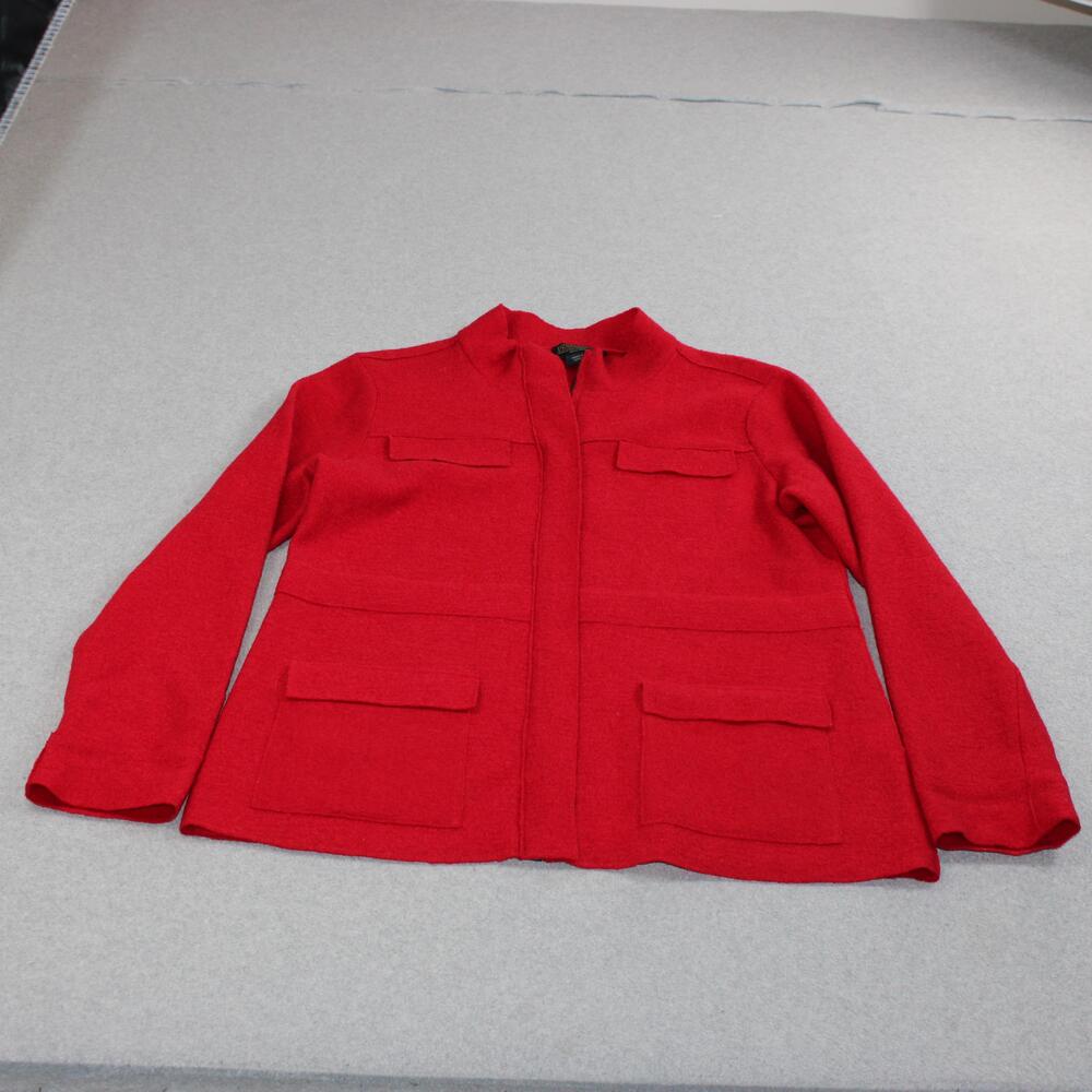 Pendleton Jacket Women Large Red Merino Wool Full Zip Pockets Heritage Capsule